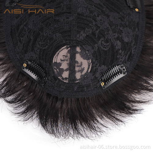 Aisi Hair Toupee Man Wig Hairpieces Lace Head Spin with Clips  Hair Replactment Human Hair Machine Made Toupee for Men